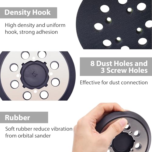 SHUTTLE GENIUS Orbital Sander Pads Replacement for Dewalt Sander, 4 Pack 5" 8 Hole Hook and Loop Metal Sander Pad for DeWalt DWE64233 & N329079 Compatible with DWE6423/6423K, DWE6421/6421K, DWE6421-B2, DWE6421-BR - Image 5