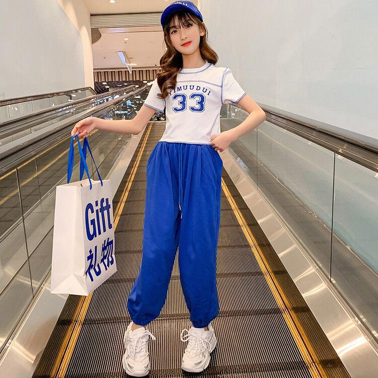 2024 Trendy Girls Summer Outfit Set Blue 