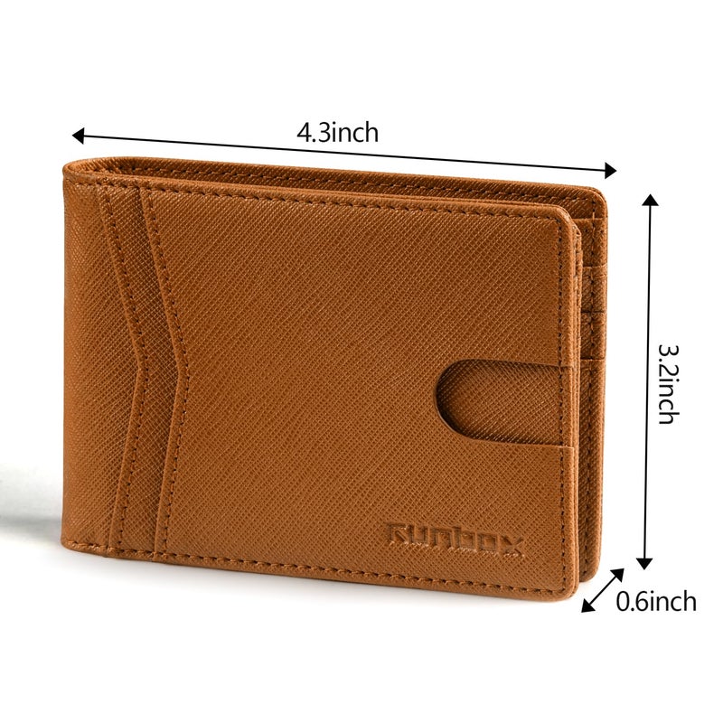 RUNBOX Wallet for Men and Women Slim Rfid Leather 2 ID Window With Gift Box - Image 3
