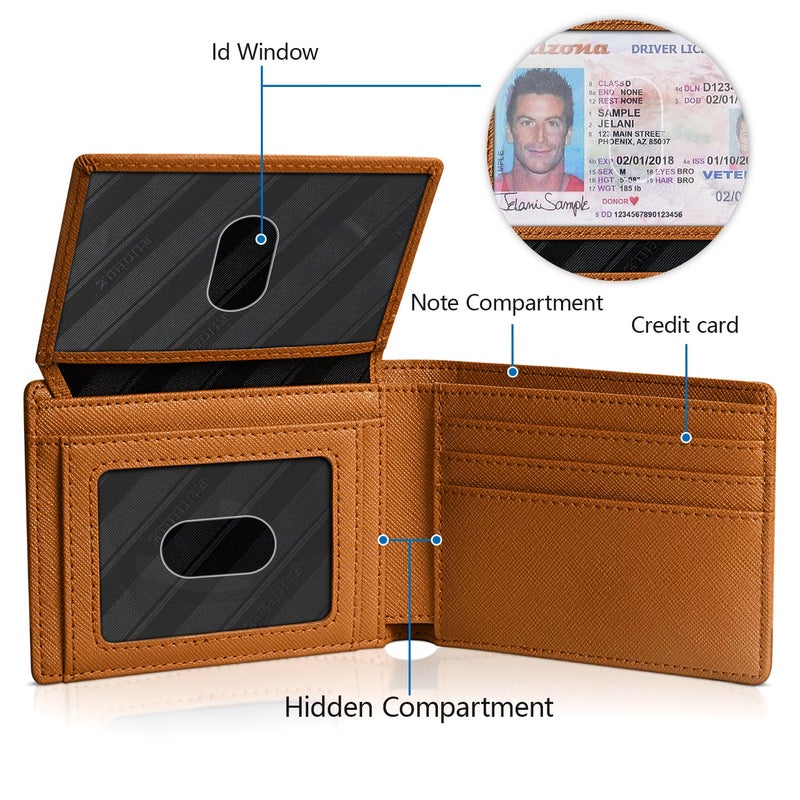 RUNBOX Wallet for Men and Women Slim Rfid Leather 2 ID Window With Gift Box - Image 4