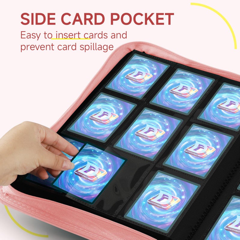 Deoyibu 9 Pocket Card Binder,360 Pockets Trading Card Binder,Double Sided Pocket Collection Binder,Card Folder for MTG,TCG,Game Cards,Sport Cards,Pink - Image 5