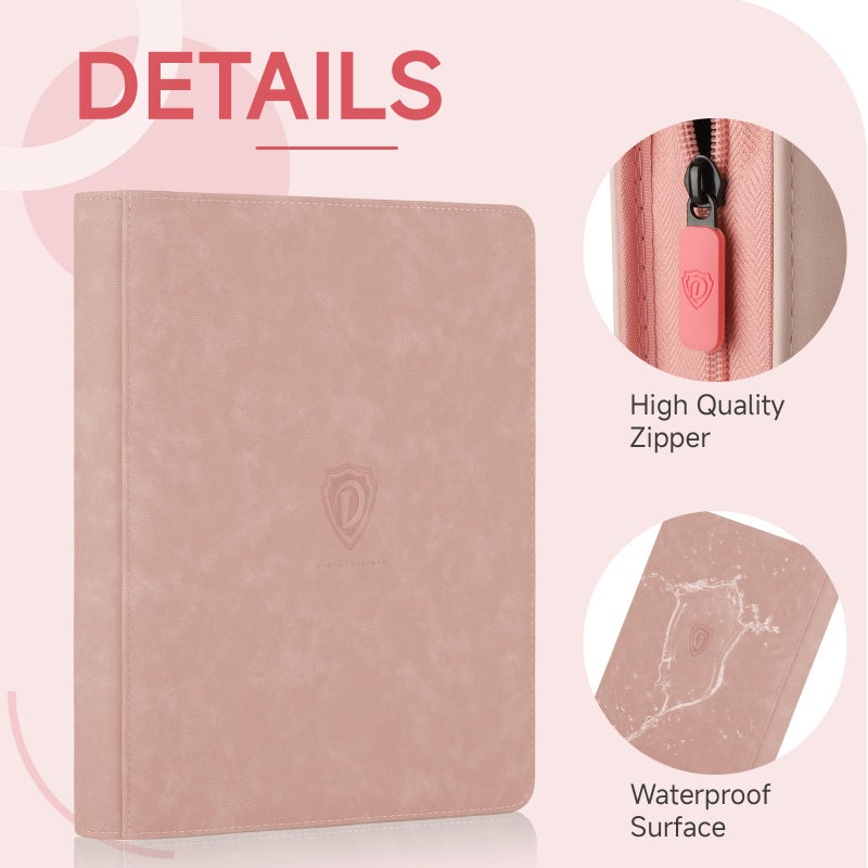 Deoyibu 9 Pocket Card Binder,360 Pockets Trading Card Binder,Double Sided Pocket Collection Binder,Card Folder for MTG,TCG,Game Cards,Sport Cards,Pink - Image 2