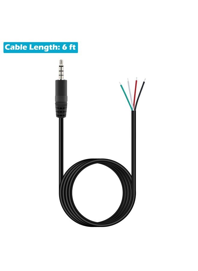 Fancasee كابل 3.5 مم 1/8" إلى سلك مكبر الصوت، عبوة 2-pack بطول 6 أقدام موصل ذكر TRRS ستيريو 3.5 مم إلى سلك عاري بيدجتايل محول كابل صوت لإصلاح الميكروفون وسماعة الرأس وسماعة الأذن ومكبر الصوت - Image 4