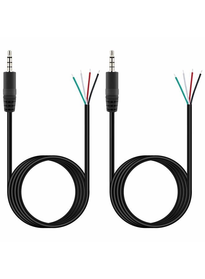 Fancasee كابل 3.5 مم 1/8" إلى سلك مكبر الصوت، عبوة 2-pack بطول 6 أقدام موصل ذكر TRRS ستيريو 3.5 مم إلى سلك عاري بيدجتايل محول كابل صوت لإصلاح الميكروفون وسماعة الرأس وسماعة الأذن ومكبر الصوت - Image 1