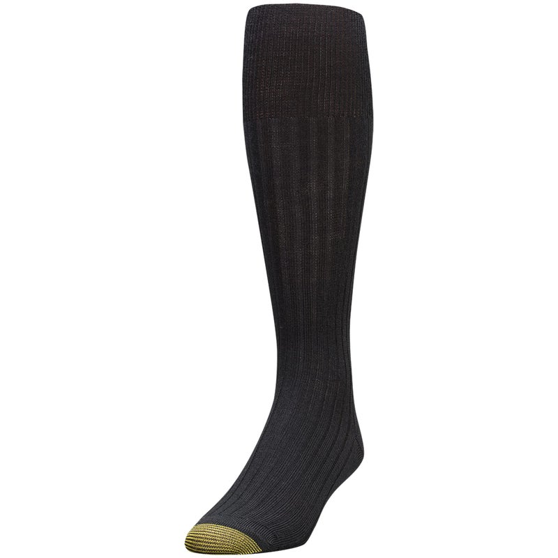 GOLDTOE Men's Windsor Wool Over-The-Calf Dress Socks, 3-Pairs, Black, Large - Image 2