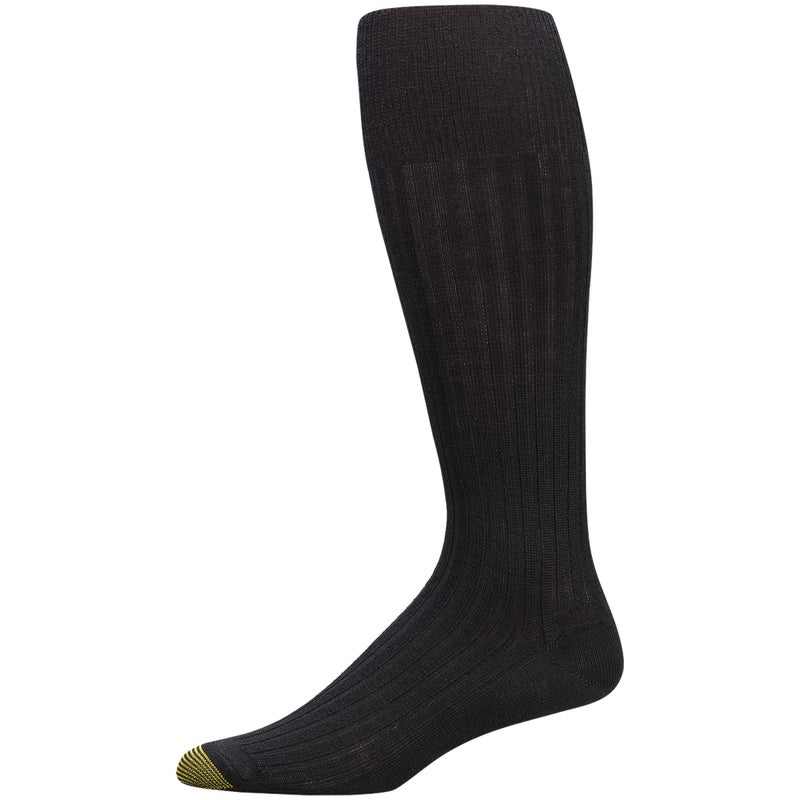 GOLDTOE Men's Windsor Wool Over-The-Calf Dress Socks, 3-Pairs, Black, Large - Image 3