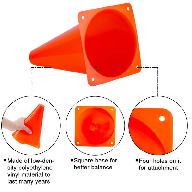 cyrico 7 Inch Soccer Cones, 24 Pack Cones Sports Training Agility Field Marker Plastic Cones for Skating Basketball Football Practice Drills, Indoor Outdoor Activity Events Games Obstacle Course - 6 Colors - Image 4