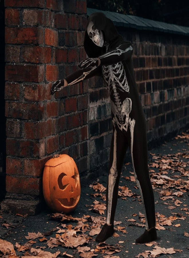 Cupohus [2023 SIZE UPDATE Halloween Costume, Skeleton Costume Bodysuit Jumpsuit - Scary Black and White Costume, Unisex, Creepy - Image 3
