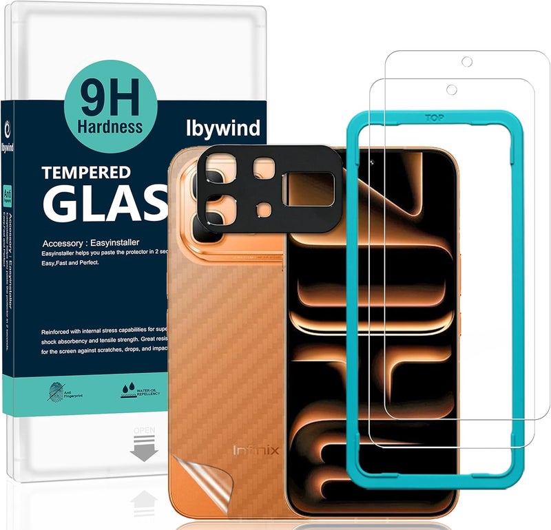 Ibywind for Infinix Note 60/60 Pro 5G Screen Protector,2-Pack,9H Hardness Tempered Glass with Camera Lens Protector,Easy Installation Tool,Bubble-Free,Fingerprint Unlock,Anti-Shatter,Anti-Scratch - Image 1
