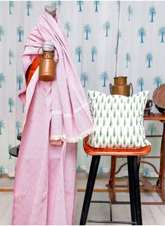 OJARIYA Shades Of Pink Textured Handwoven Organic Handloom Cotton Sofa Throw  - Image 3
