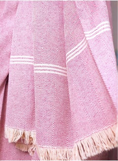 OJARIYA Shades Of Pink Textured Handwoven Organic Handloom Cotton Sofa Throw  - Image 2