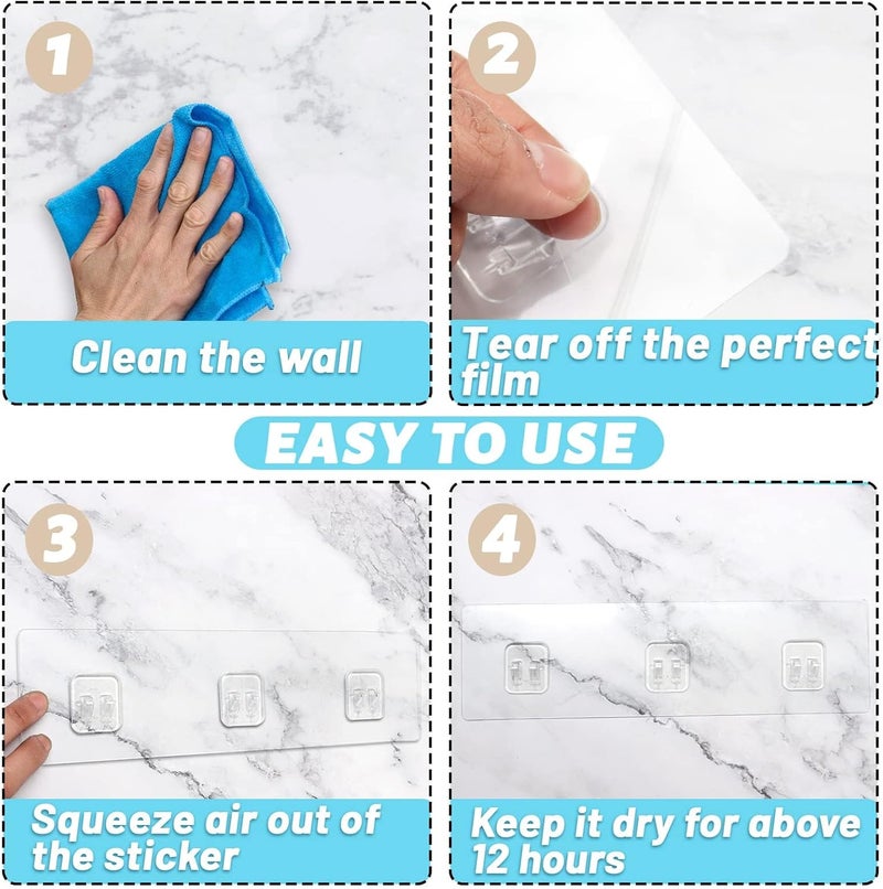 Excefore 12 Pcs Corner Shower Caddy Adhesive Replacement Hook, Adhesive Stickers for Shower Caddy Shelves Rack Basket Holder, Bathroom Organizer Hanging Hook - Image 4