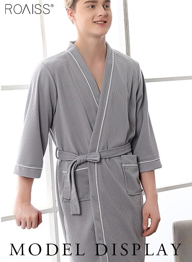 Cozy Couple'S Waffle Bathrobe Men'S And Women'S Side Utility Pockets Waistband Cinch Loungewear