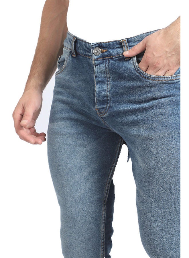 WHITE RABBIT White Rabbit Slim Fit Heather Blue Jeans  - Image 4