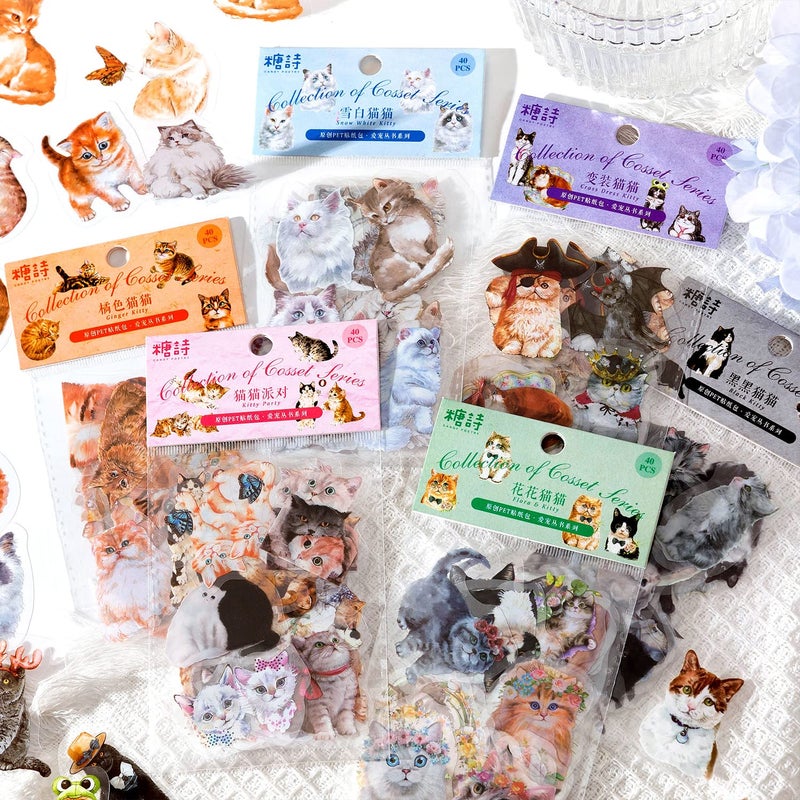 Alideco 240pcs Scrapbook Stickers Kawaii Animals Cats Dogs Scrapbooking for Journaling Junk Journal Crafts Embelishment Decoration Diary Stickersaichongcongshu
