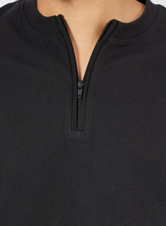 Styli Boxy Fit Henley T-Shirt with Zip Detail