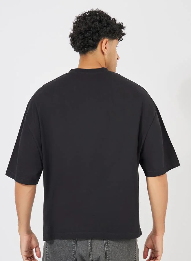 Styli Boxy Fit Henley T-Shirt with Zip Detail