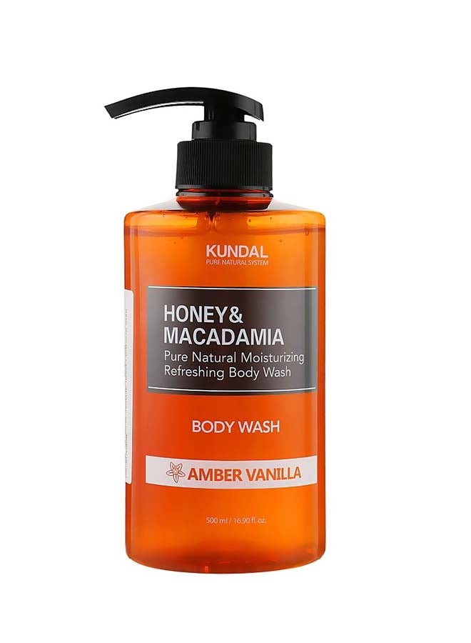 Kundal Honey & Macadamia Pure Natural Moisturizing Refreshing Body Wash Amber Vanilla 500ml - Image 1