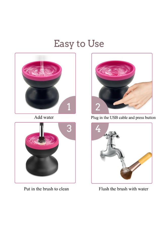 spa luxetique Electric Makeup Brush Cleaner Machine, Powerful Friction Removes Residue on Make up Brushes Set/Sponge/Powder Puffs, Efficient Cleaning, Portable Spinning Washer, Save Cleanser & Shampoo  - Image 3