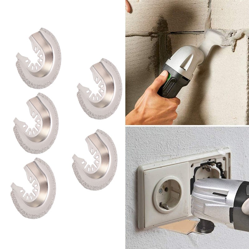 5Pcs Oscillating Saw Blades Universal Diamond Carbide for Tile Grout Concrete Masonry Removal - Image 4