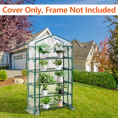 DECOHS Extra Wide 5 Tier Greenhouse Replacement Cover- 75 x 40 x 19 Inch Clear PVC Plant Gardening Greenhouse Cover with Roll-Up Zipper Door for Gardening Plants Flowers (Frame Not Include) - Image 5
