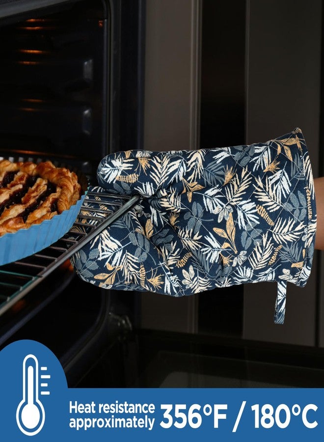 BONTHEE Oven Gloves Extra Long Cotton Cooking Gloves with Non-Slip Striped Baking Gloves for Cooking Baking Grilling - 2PCS - Image 4