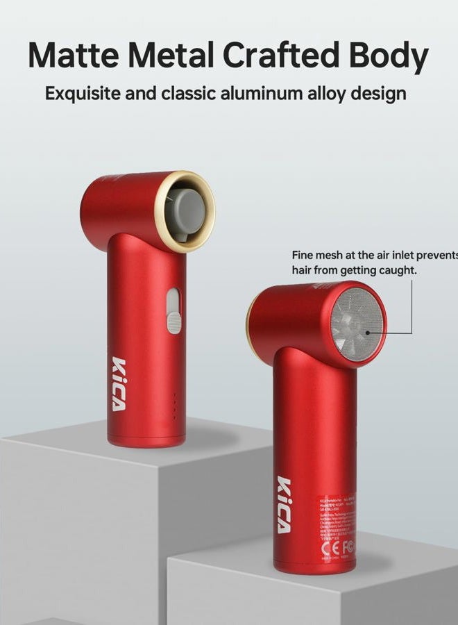 KiCA JetFan Mini Handheld Fan[Max 14Hrs Working Time] Personal Fan with 3000mAh USB Rechargeable Battery, Metal Shell Turbo Fan, Adjustable Speed, Pocket Fan for Office/Outdoor/Travel/Camping-Red - Image 4