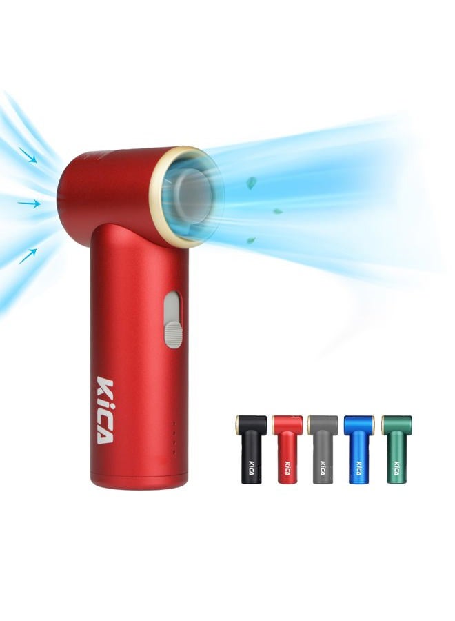 KiCA JetFan Mini Handheld Fan[Max 14Hrs Working Time] Personal Fan with 3000mAh USB Rechargeable Battery, Metal Shell Turbo Fan, Adjustable Speed, Pocket Fan for Office/Outdoor/Travel/Camping-Red - Image 1
