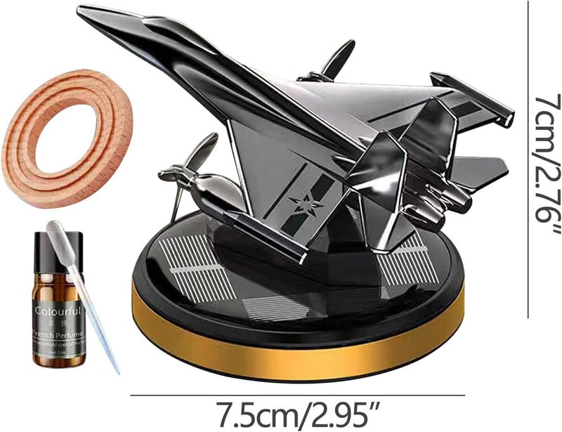 cheekyglo Solar Aircraft Car Aromatherapy Decor with Essential Oil, Solar Energy Rotating Helicopter Design Aromatherapy Diffuser Car Air Freshener Essential Oil Diffuser for Car Office Home - Image 3