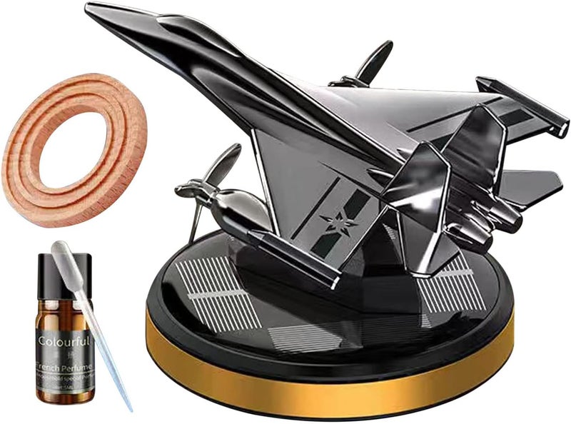 cheekyglo Solar Aircraft Car Aromatherapy Decor with Essential Oil, Solar Energy Rotating Helicopter Design Aromatherapy Diffuser Car Air Freshener Essential Oil Diffuser for Car Office Home - Image 1