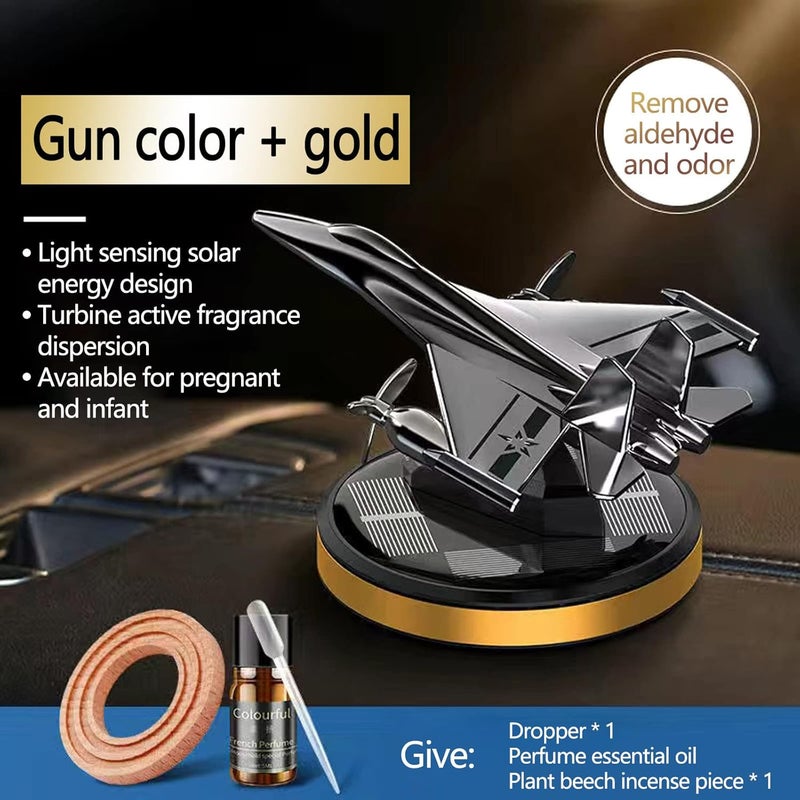 cheekyglo Solar Aircraft Car Aromatherapy Decor with Essential Oil, Solar Energy Rotating Helicopter Design Aromatherapy Diffuser Car Air Freshener Essential Oil Diffuser for Car Office Home - Image 2