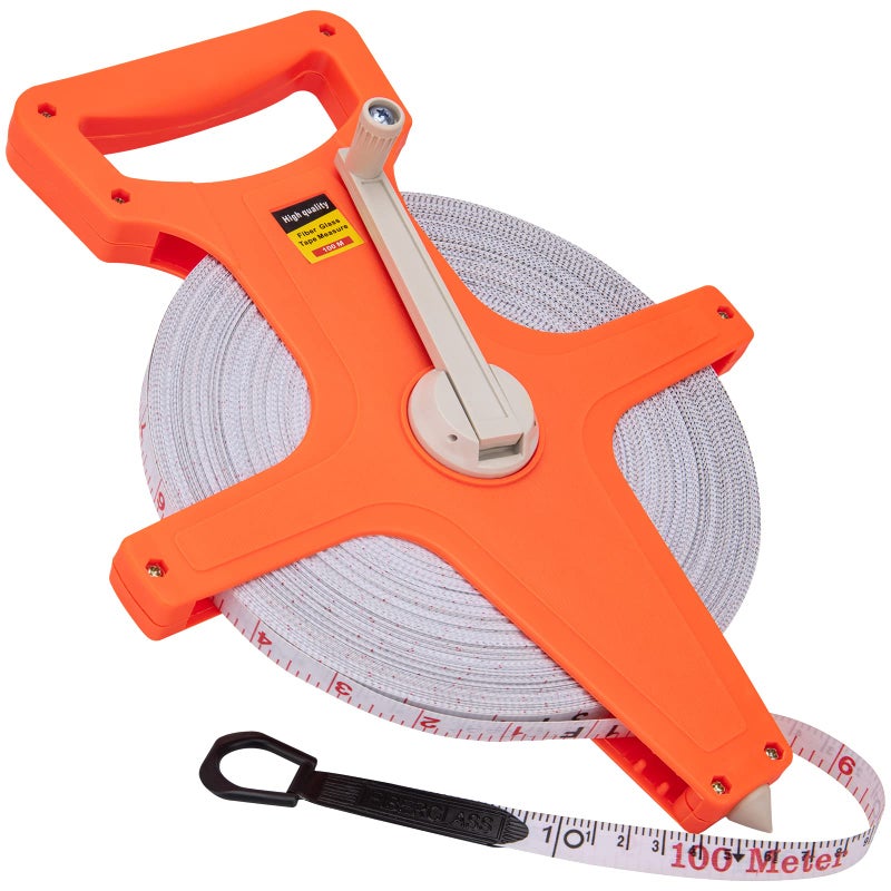 Open Reel Tape Measure 330 Feet Fiberglass Tape Measure Yard Measuring Tape Fit for Sports Field Outdoor EngineerTrack Durable DualSided Measuring Reel with Feet and Meters 12