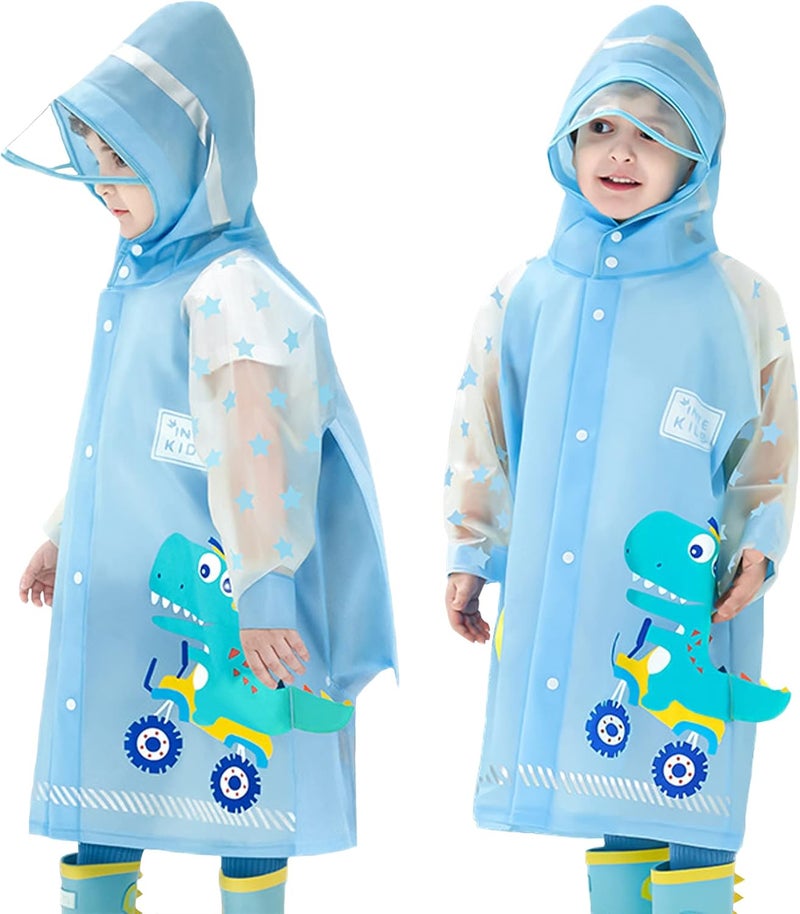 Fewlby Kids Raincoats For Girls Boys Waterproof Rain Jacket Cartoon Dinosaur Children Toddler Rain Wear Children Rain Poncho 3XL Size 11-12 Years - Image 1
