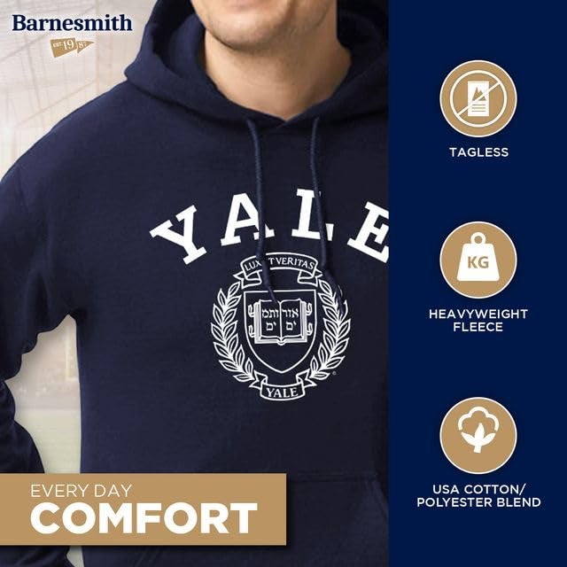 Barnesmith Yale University Bulldogs Hooded Sweatshirt, Heritage, Navy, Large - Image 3