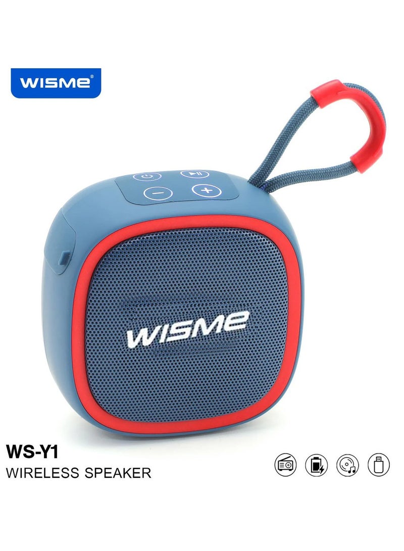 Wisme WS-Y1 Portable Wireless Bluetooth Speaker With Superior Sound Quality Multi Functional Button Control and Convenient Strap Blue - Image 1