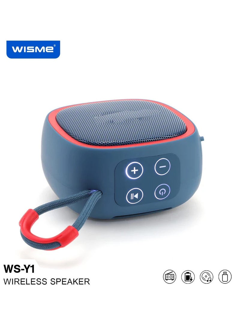 Wisme WS-Y1 Portable Wireless Bluetooth Speaker With Superior Sound Quality Multi Functional Button Control and Convenient Strap Blue - Image 2