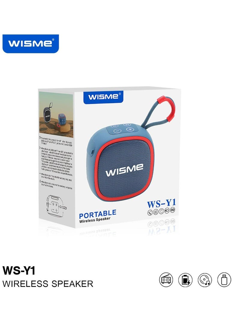 Wisme WS-Y1 Portable Wireless Bluetooth Speaker With Superior Sound Quality Multi Functional Button Control and Convenient Strap Blue - Image 5