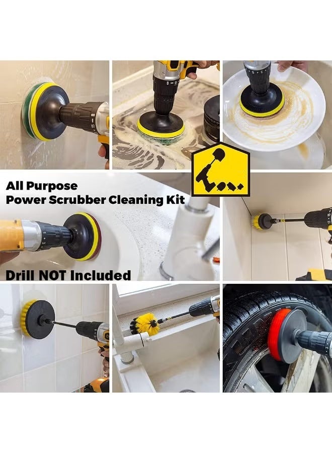Halamodo Drill Brush Attachments Set 22 Pack, Scrub Pads & Sponge, Power Scrubber Brush with Extend Long Attachment All Purpose Cleaning Kit for Grout Tiles Sinks Bathtub, Bathroom Kitchen & Auto - Image 3