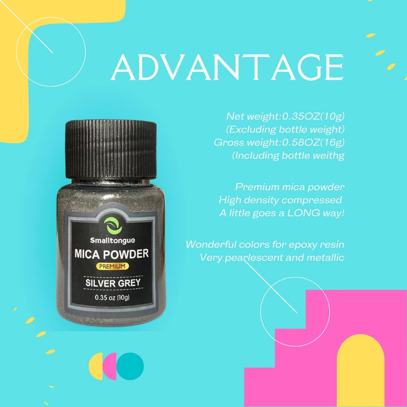 Smalltongue Smalltongue Mica Powder for Epoxy Resin, 36 Colors, 0.35 oz(10g) Bottles Mica Glitter Powder, Mica Pigment Powder for Lip Gloss, Soap Making, Bath Bomb, Art Crafts, Resin Dye, Nails  - Image 5