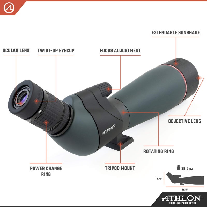 Athlon Optics Talos 20-60x80 Spotting Scope - Straight, Charcoal Grey - Image 2