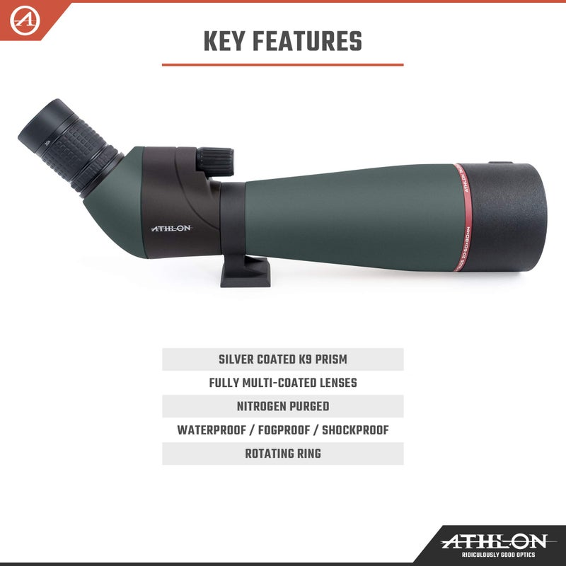 Athlon Optics Talos 20-60x80 Spotting Scope - Straight, Charcoal Grey - Image 3