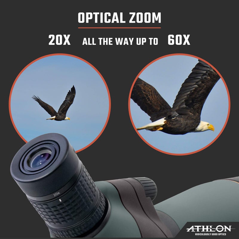 Athlon Optics Talos 20-60x80 Spotting Scope - Straight, Charcoal Grey - Image 5
