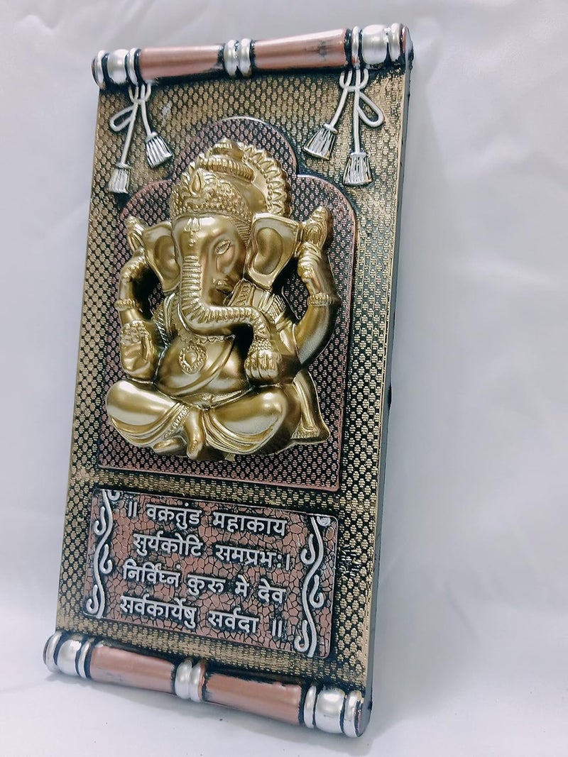 SRI SAINATH ENTERPRISES WALL FRAME,GANESH MANTRAM, GOD WALL FRAME, GANESH FRAME, GOLD GOD FRAME Height-12In&Width-6In  - Image 2