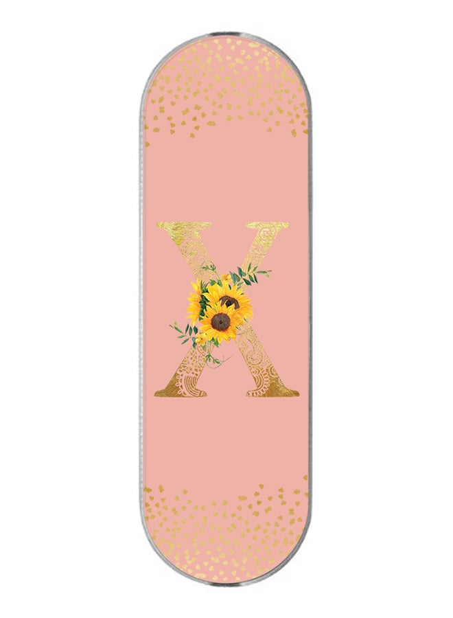 Stylizedd 3-In-1 Universal Mobile Phone Grip Holder- Custom Monogram Initial Letter Mandala Floral Pattern Alphabet - X (Rose Pink)