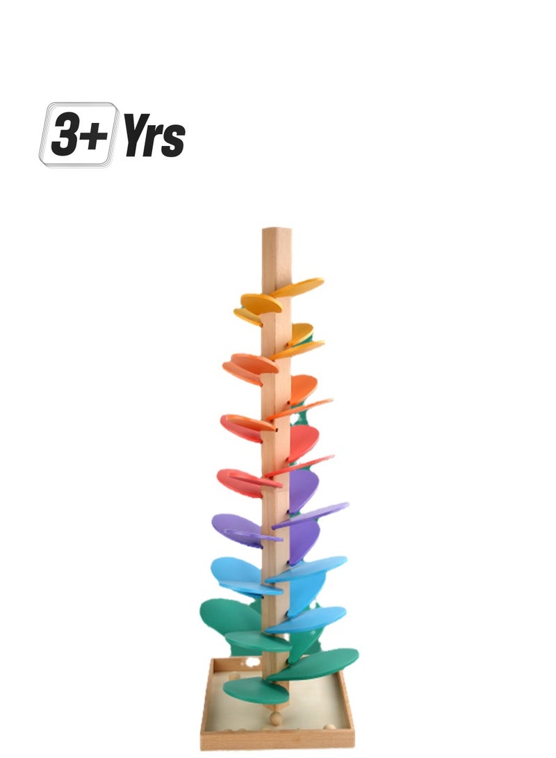 72cm Music tree rainbow petals building blocks wisdom tree ball track wooden children's educational singing tree baby toys - Image 1
