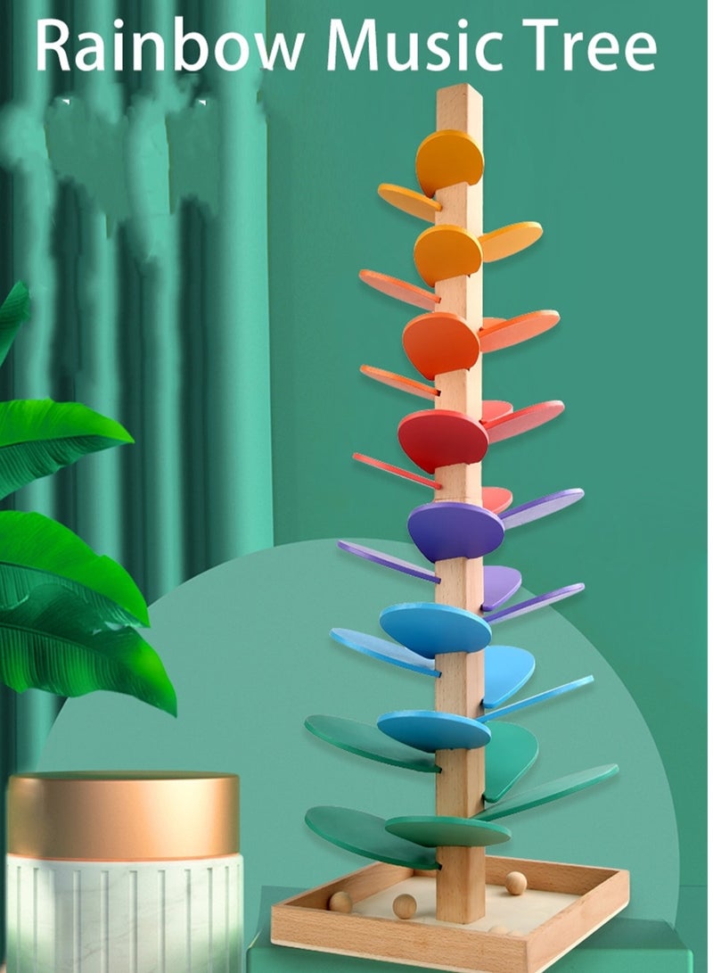 72cm Music tree rainbow petals building blocks wisdom tree ball track wooden children's educational singing tree baby toys - Image 2