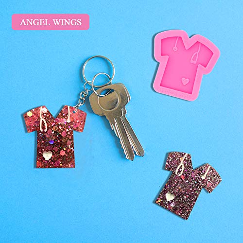 Angel Wings T-shirt Shape Keychain Silicone Mold Doctor Theme DIY Ice Cream Pudding Crystal Cupcake Cake Topper Decoration Desserts Fondant Mold Gum Paste Jelly Shots Candy - Image 5