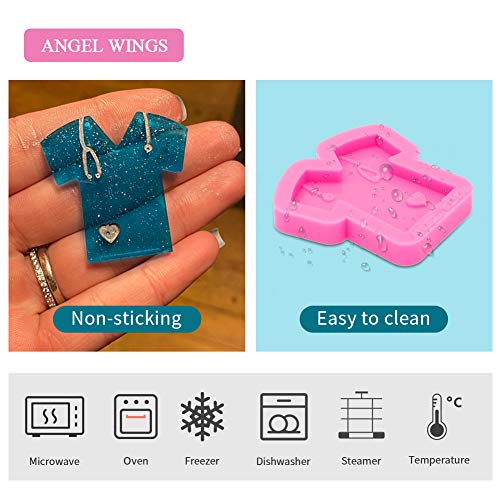 Angel Wings T-shirt Shape Keychain Silicone Mold Doctor Theme DIY Ice Cream Pudding Crystal Cupcake Cake Topper Decoration Desserts Fondant Mold Gum Paste Jelly Shots Candy - Image 3