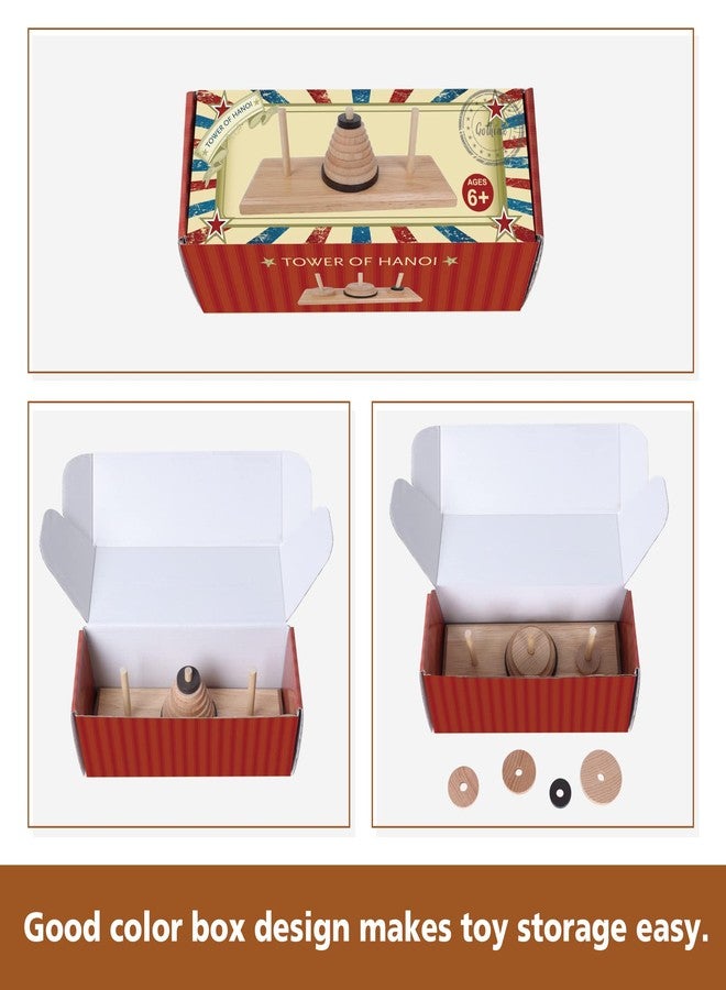Gothink Wooden Nine-Storey Tower of Hanoi Logic Puzzle Brain Teaser Intellectual Toy for Kids and Adults - Image 5