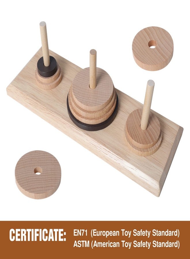 Gothink Wooden Nine-Storey Tower of Hanoi Logic Puzzle Brain Teaser Intellectual Toy for Kids and Adults - Image 3